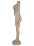 Peach Buttocks Backless Jumpsuit Women Plait Sexy Hollow Halter Bandage Ruched Y2K Party Club Street Workout Overalls