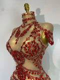 Women Sexy See Through Crystal Bodysuits Luxury Birthday Dancer Stage Performance Wear Mesh Sparkly Rhinestone Nightclub Outfit