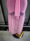 Pink Color Women Sexy Halter Off the Shoulder Draped Bodycon Long Maxi Dress Birthday Party Summer Vacation Celebrate Clothing