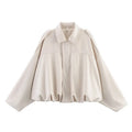 Women's Faux Suede Cropped Bomber Jacket Lapel Collar Zipper Loose Autumn Winter Casual Streetwear Vintage Coat 2026 New