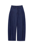 American Retro Two Piece Set for Women Strapless Sleeveless Tank Tops High Waist Wide Leg Pants Denim Suit Female