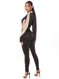 Women Sexy See Through Bodycon Jumpsuit One Piece Party Long Outfit Sheer Mesh Stitching Leopard Clubwear Jumpsuit Romper
