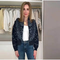 Printed Women Outerwear Tassel V Neck Knit Cardigan Cropped Knit Sweater Loose Drop Shoulder Cut Daily Fashion Wear 2026 Autumn