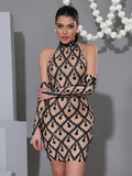 Women Luxury Sexy Mesh Crystal Diamonds sequin Mini Dress Birthday Party Costume Bar Nightclub Stage Performance Clothing
