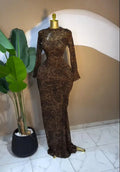 Women Long Sleeve Stacked Mesh with Lining Bodycon Cocktail Long Dress  Autumn Evening Birthday Sexy Party Dresses