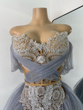 Sexy Top Skirt Mesh Designer Women's Outfit Two Pieces Backless Evening Party Birthday Dress Nightclub Stage Performance Costume