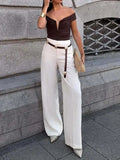 Solid Patchwork Folds Bodysuit for Women V Neck Off The Shoulder Slimming High Waist Sexy Backless Playsuit Female