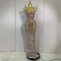Lxury Sparkly Diamond Mesh See Through Long Dress Women Elegant Celebrate Birthday Evening Party Fancy Club Singer Stage Costume