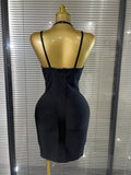 Black Purple Women Sexy V-Neck Sleeveless Bodycon Mini Bandage Dress Nightclub Party Celebrate Cocktail Homecoming Clothing