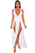 Fashion Elegant Summer Dress 2026 Women Sexy High Slit Bodycon Bandage Dress Night Club Party Long Maxi Dress