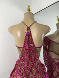 Luxury Sparkly Sequins Diamonds Short Skirt Two Pieces Sets Birthday Dress Women Sexy Performance Costume Singer Stage Outfit