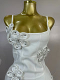 Luxury Party Prom Gown Birthday Wedding Guest Dresses Elegant Chic 3D Beaded Flower Spaghetti Strap Short Bodycon Bandage Dress
