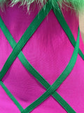 Fashion Strapless Green Feathers Bodycon Bandage Maxi Dress Off Shoulder Green Stripes  Evening Club Party Cocktail Birthday