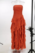 Solid Spliced Ruffles Elegant Dresses For Women Strapless High Wasit Backless Loose Dress Female Fashion