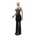 Rhinestones Spaghetti Strap Mesh Sequin Prom Maxi Dress Sexy Evening Long Split Side Party Luxury Wedding Guests Dress