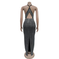 Sexy Evening Rhinestone Maxi Dress Glitter Bodycon Club Birthday Party Dress Women Backless Birthday Long Prom Vestidos
