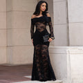 Lace Off-Shoulder Mermaid Maxi Dresses Luxury Woman Wedding Evening Dress Celebrities Outfits Night Clubwear New Year Robes