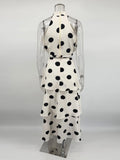 Women Long Dress 2 Piece Elegant Polka Dot Sleeveless Top Ruffle Pleated Dress Set Luxury Party Sexy Female Dress Set