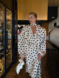 Polka Dot Polka Dot Skirt 2 Piece Set Women Elegant Scarf  Long Sleeve Shirts Suit 2026 Spring Lady Fashion Commute Outwear New