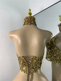 Sparkly Diamonds Mesh Sexy Transparent Tops Women Luxury Party Celebrate Bithday Stage Wear Nightclub Performance Costume