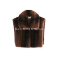2026 Trendy Striped Brown Sable Faux Mink Fur Shrug Collar Vest Women Sleeveless Cropped Fur Coat Jacket Tank Crop Tops