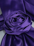 Elegant Solid 3D Flowers Ribbon Women Halter Dress Off Shoulder Sleeveless Backless Slim Female Maxi Dresses Chic Lady Robe