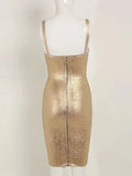 Women's Gold Bandage Dress Bodycon Spaghetti Celebrity Runway Sexy Club Costume Party Summer 2026 New