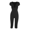 Weird Puss Irregular Low-Neck Playsuit Women Trend Wild Sexy Short Sleeve Patchwork Classic Fashion Simple Stretch Streetwear