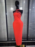 Red White Women Sexy Off the Shoulder Shining Crystal Bodycon Long Bandage Dress Elegant Evening Party Cocktail Fashion Outfit