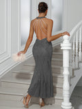 Real Photo Women Sequin Wedding Dresses Backless Bodycon Maxi long Dress Sexy Summer Luxury Club Evening Party Prom Dresses