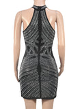 Sexy vintage Black mini Rhinestone Summer Dress Women Elegant Evening Dresses Woman Bodycon Club Birthday Party Dress Vestidos
