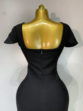 Celebrity Elegant Bandage Long Party Dress 2025 Women Sexy Square Collar Stretch Evening Prom Gown Club Luxury Birthday Dresses
