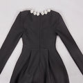 Elegant Mini Square Collar Diamond Evening Dress Short A-Line Long Sleeves White Pocket Princess Prom Gowns 2024 New
