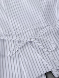 Elegant Striped Women Shirts Lapel Collar Long Sleeve Fit Shirt for Office Work Business Meeting Wear Fashion New