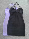Black Purple Spaghetti Strap Women Mini Bandage Dress Bodycon Sexy Bodycon Party Club Dress XL Classic Vestido
