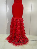 Women Elegant Flower Lace-Edged Sleeveless Bodycon Long Bandage Dress Sexy Evening Party Birthday Prom Formal Wedding Guest Gown