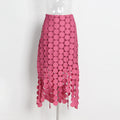 Solid Minimalist Casual Skirt For Women High Waist Patchwork Zipper Irregular Hollow Out Skirts Female Fashion New