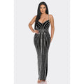 Sexy Maxi Rhinestone Sequin Dress Women Summer Straps Backless Party Vestido Female Wedding Gown Evening Night Dresses