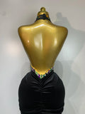 Sparkly Rhinestone Velvet Maxi Long Dress For Woman Sexy Backless Luxury Birthday Dress Evening Party Nightclub Stage Costume