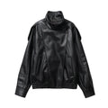Original Chic Black Faux Leather Jackets Women Long Sleeve Buttons Elastic Oversized Coats Fashion 2026 Autumn Winter Streetwear