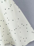 Polka Dot Halter Mini Dress for Women Sleeveless Bow Accent Waist Pleated Bodice Flared Skirt for Fashion Parties