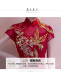 Red Traditional Chinese Style Bride Wedding Dresses Embroidery Cheongsam Gown Robe Party Evening Dress Marry Vestido