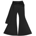 Ruched 2 Piece Set Women Sexy Halter Backless Bra+Metal Casp Ribbon Flared Pants Matching Party Club Stretch Outfits