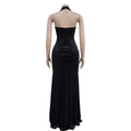 Sexy Halter Backless Velvet Dress Women Lace Up High Side Split Bodycon Maxi Evening Night Club Party Long Dresses Vestidos