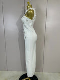Elegant Flower Beading Sexy Sleeveless Bodycon Long Bandage Dresses Celebrity Cocktail Women Luxury Birthfay Evening Party Dress