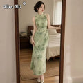Olive Girl Green Romantic Qipao for Garden Wedding 2026 Fairycore Photoshoot Everyday Wear S-XXL XS-3XL Plus Size Romantic Garden Party Editorial Not Costume Qipao Cheongsam Chinese Dress Chinese Heritage Fashion Women