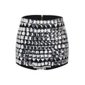 New Ladies Sparkling Luxury Crystal Backless Strapless Crop Top Diamond High Waisted Skirt Empire Shorts Women Set