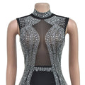 Luxury Woman Evening Party Dress Celebrities Outfits Gown Elegant Mesh Patchwork Rhinestone Birthday Dresses Clubwear