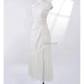 Chinese Traditional Dress Slim Tassel Splicing Jacquard Waist Cinched Cheongsam Qipao Summer Fairy Beautiful Women's Clothing