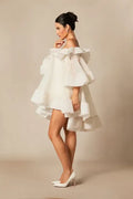 Women's Spring Summer Off Shoulder Tiered Ruffle Flared Mini Dress Sweet Prom Party Wear 2026 Trendy Feminine Fashion Dress
